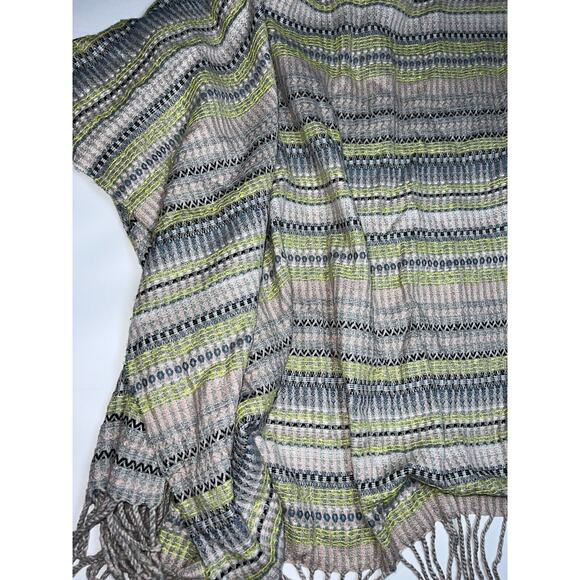 Free People Shawl Women’s One Size Multicolor Striped Knit Wrap Poncho Kimono - Picture 12 of 13